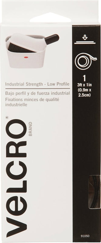 VELCRO Brand 91050 Hook and Loop Fastener, 1 in W, 3 ft L, Black, 10 lb