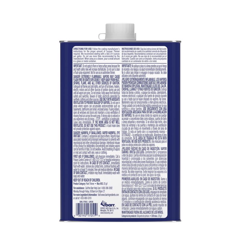 Klean Strip Acetone Lacquer Thinner 1 qt, Pack of 6