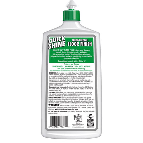 Quick Shine Gloss Floor Finish Liquid 27 oz, Pack of 6