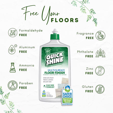 Quick Shine Gloss Floor Finish Liquid 27 oz, Pack of 6