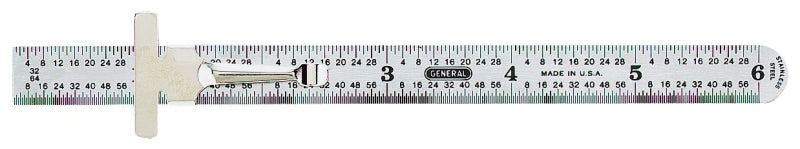 General 300/1 Precision Measuring Ruler, SAE Graduation, Stainless Steel, Black, 3-7/8 in W