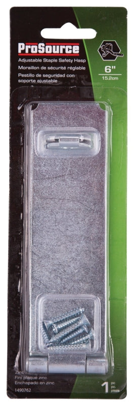 ProSource LR-129-BC3L-PS Safety Hasp, 6 in L, 6 in W, Steel, Zinc, 7/16 in Dia Shackle, Loose Staple