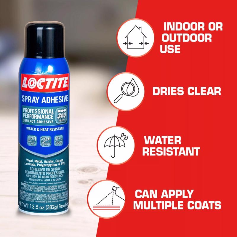 Loctite 2267077 Spray Adhesive, Solvent, Off-White, 24 hr Curing, 13.5 oz Can, Pack of 6