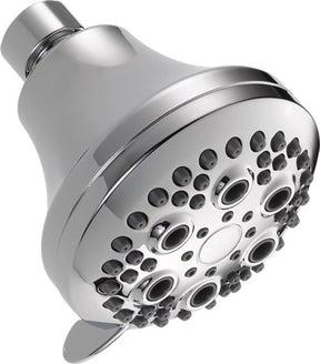 Delta 75504 Shower Head, 2.5 gpm, 5-Spray Function, Plastic, Chrome, 3-3/8 in Dia, 4 in L
