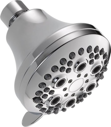 Delta 75504 Shower Head, 2.5 gpm, 5-Spray Function, Plastic, Chrome, 3-3/8 in Dia, 4 in L