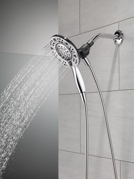 Delta In2ition Series 75494 Showerhead, Round, 1/2 in Connection, 1.75 gpm, 2-Spray Function, Rubber/Stainless Steel