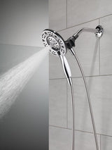 Delta In2ition Series 75494 Showerhead, Round, 1/2 in Connection, 1.75 gpm, 2-Spray Function, Rubber/Stainless Steel