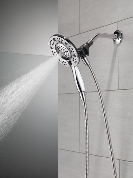 Delta In2ition Series 75494 Showerhead, Round, 1/2 in Connection, 1.75 gpm, 2-Spray Function, Rubber/Stainless Steel