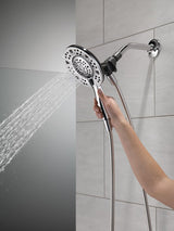 Delta In2ition Series 75494 Showerhead, Round, 1/2 in Connection, 1.75 gpm, 2-Spray Function, Rubber/Stainless Steel