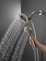 Delta In2ition Series 75494SN Showerhead, Round, 1/2 in Connection, 1.75 gpm, 2-Spray Function, Rubber/Stainless Steel