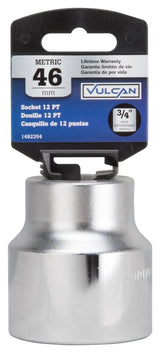 Vulcan MT-SM6046 Drive Socket, 46 mm Socket, 3/4 in Drive, 12-Point, Chrome Vanadium Steel, Chrome
