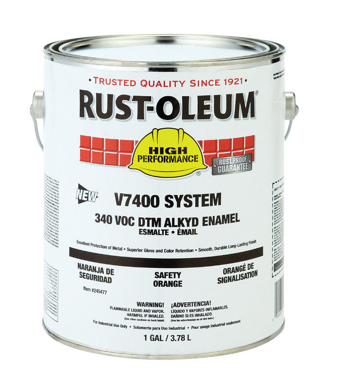 Rust-Oleum 245477 Enamel Paint, Oil, Safety Orange, 1 gal, Can, 230 to 450 sq-ft/gal Coverage Area, Pack of 2