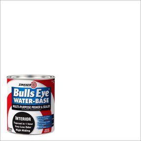 Zinsser Bulls Eye White Flat Water-Based Acrylic Primer and Sealer 1 qt, Pack of 6