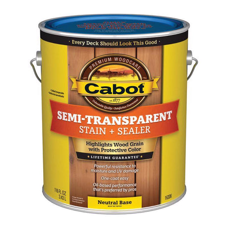 Cabot Semi-Transparent Low VOC Semi-Transparent Tintable Neutral Base Stain and Sealer 1 gal, Pack of 4