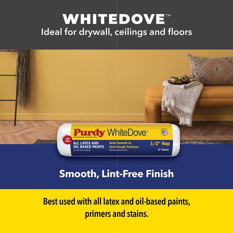 Purdy White Dove Woven Fabric 6.5 in. W X 3/8 in. Jumbo Mini Paint Roller Cover 2 pk