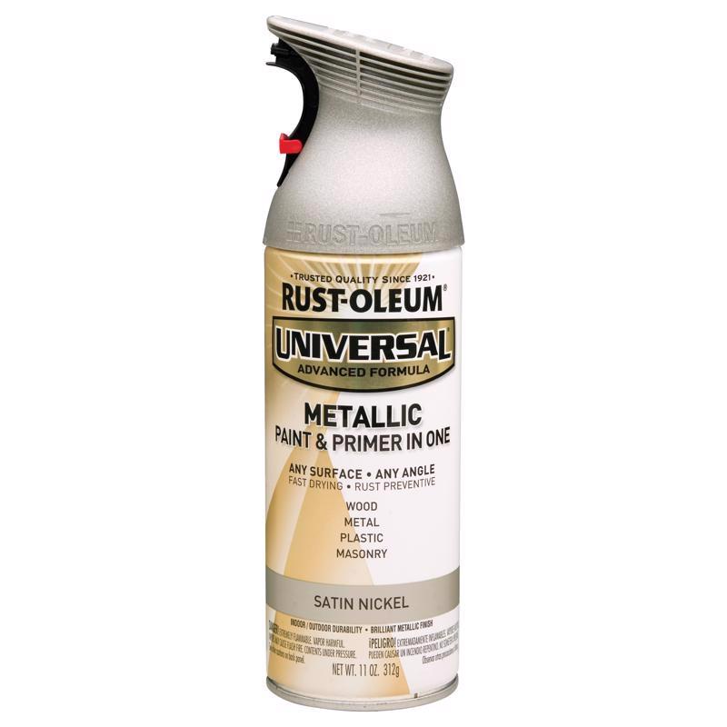 Rust-Oleum Universal Metallic Satin Nickel Metallic Spray Paint 11 oz, Pack of 6