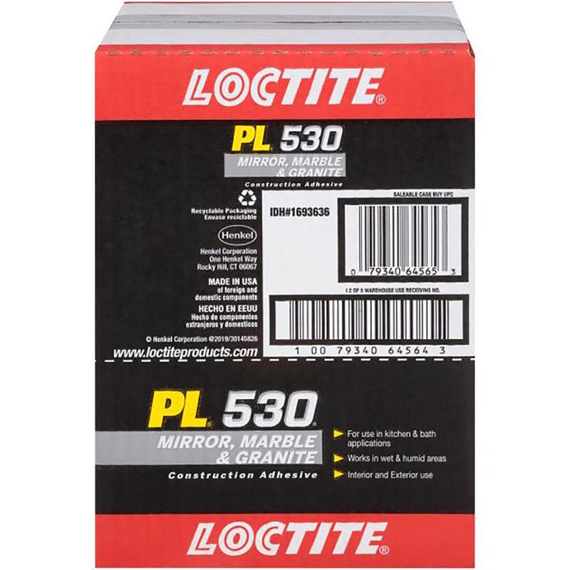 Loctite PL 530 Synthetic Rubber Construction Adhesive 10 oz, Pack of 12