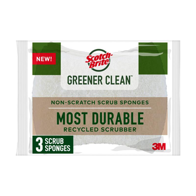 Scotch-Brite Greener Clean Non-Scratch Scrubber Sponge For Multi-Purpose 4.5 in. L 3 pk, Pack of 8