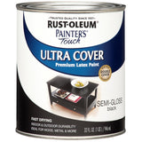 Rust-Oleum Painters Touch Ultra Cover Semi-Gloss Black Water-Based Paint Exterior and Interior 1 qt, Pack of 2