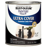 Rust-Oleum Painters Touch Ultra Cover Flat Black Water-Based Paint Exterior and Interior 1 qt, Pack of 2