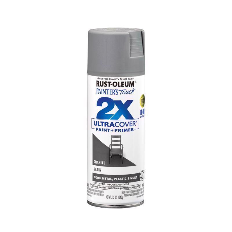 Rust-Oleum Painter's Touch 2X Ultra Cover Satin Granite Paint+Primer Spray Paint 12 oz, Pack of 6