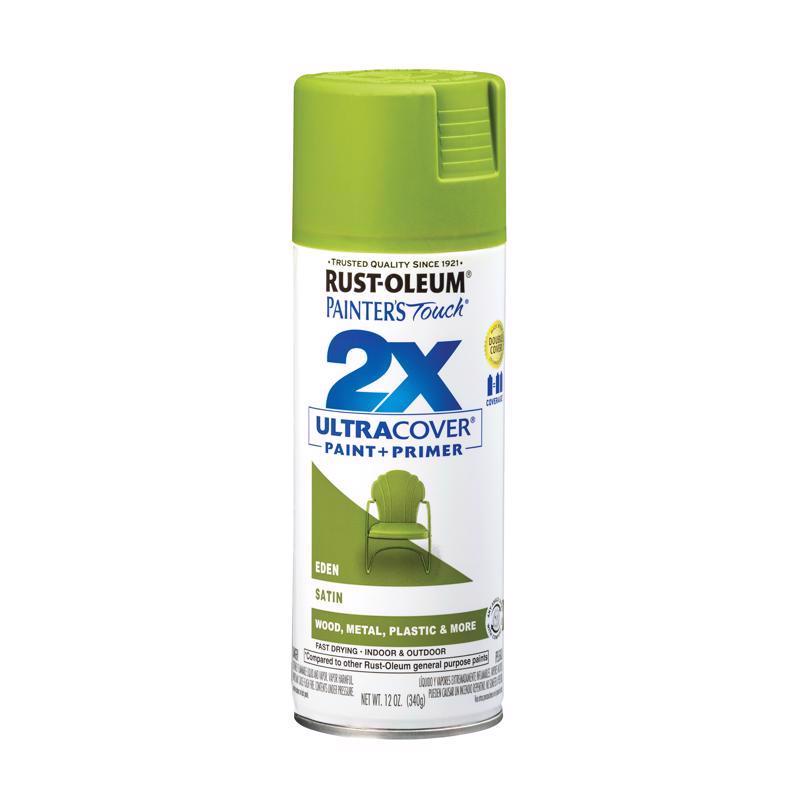 Rust-Oleum Painter's Touch 2X Ultra Cover Satin Eden Paint+Primer Spray Paint 12 oz