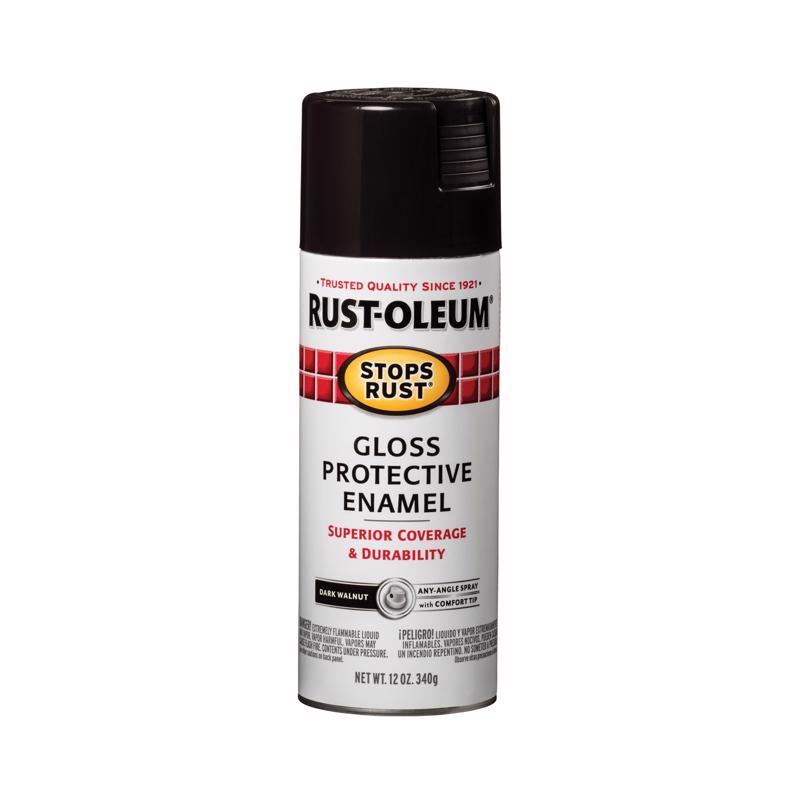 Rust-Oleum 262661 Rust Preventative Spray Paint, Gloss, Dark Walnut, 12 oz, Can