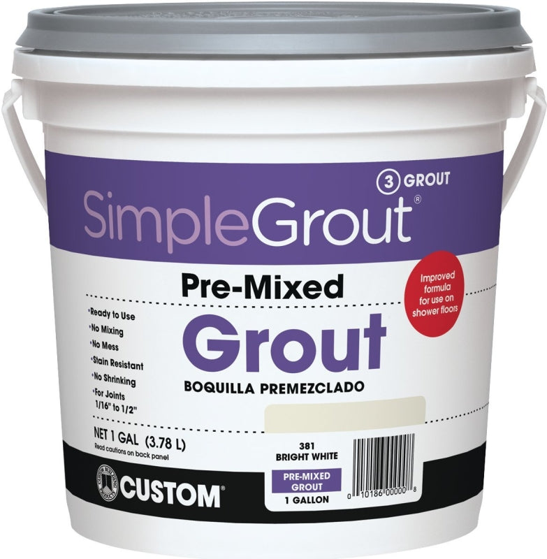 Custom PMG3811-2 Tile Grout, Bright White, 1 gal Pail, Pack of 2
