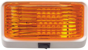 Valterra DG52725VP LED Surface Mt. Porch Light w/Switch, Rectangular, White w/Amber Lens