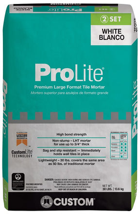 Custom PLMW30 Premium Large Format Tile Mortar, White, 30 lb, Bag