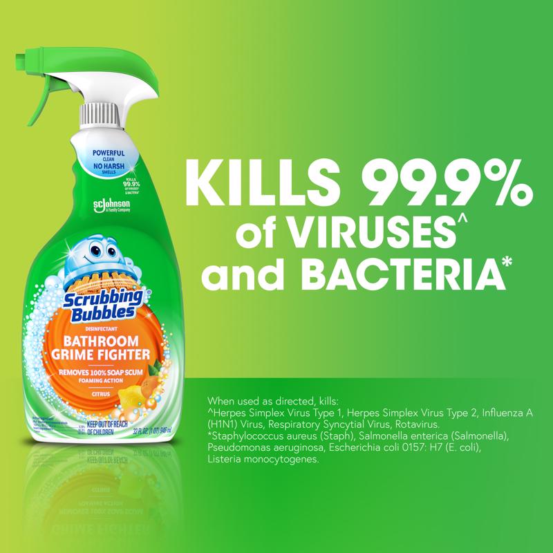 Scrubbing Bubbles Citrus Scent Bathroom Cleaner 32 oz Spray, Pack of 8