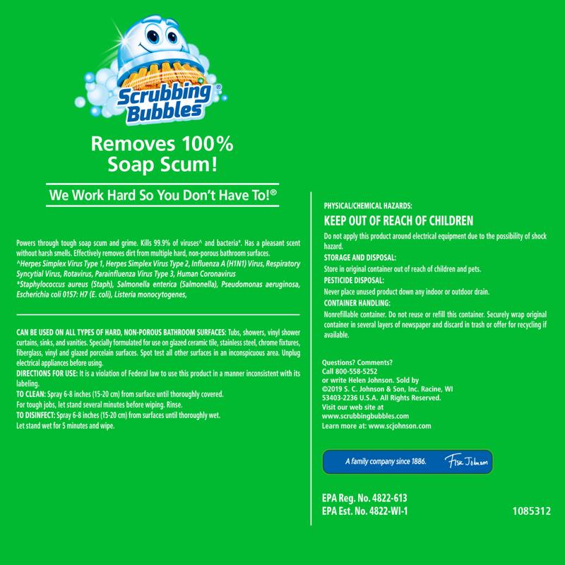 Scrubbing Bubbles Citrus Scent Bathroom Cleaner 32 oz Spray, Pack of 8