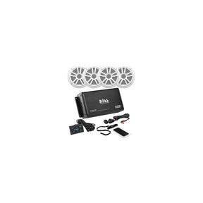 Boss Audio ASK904B64 Weatherproof Amplifier & 6.5 Speaker Package, White Speakers