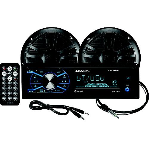 Boss Audio MCBK634B6 Bluetooth Weatherproof Marine Receiver Package w/ 1 pair of 6.5" Speakers, Black