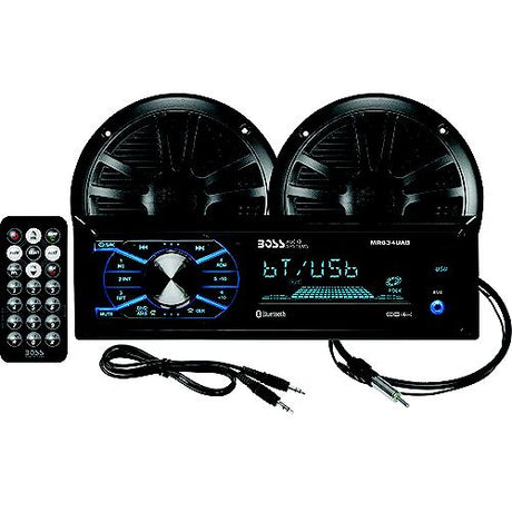 Boss Audio MCBK634B6 Bluetooth Weatherproof Marine Receiver Package w/ 1 pair of 6.5" Speakers, Black