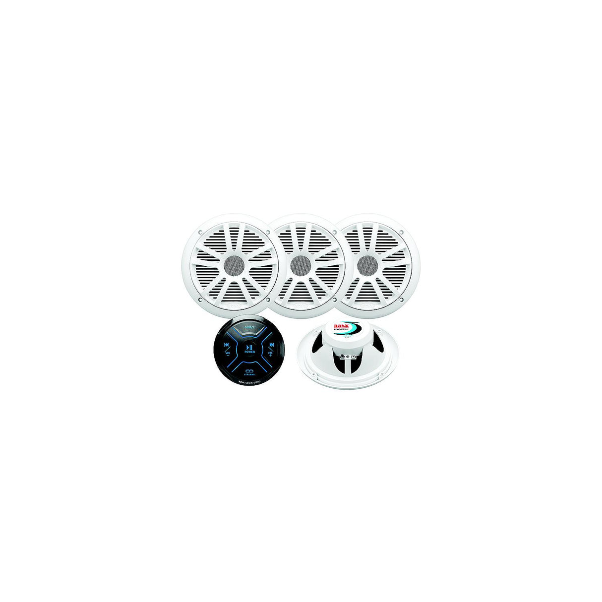 Boss Audio MG250W64 Bluetooth Gauge Receiver Package w/ 4ea 6.5" Marine Speakers