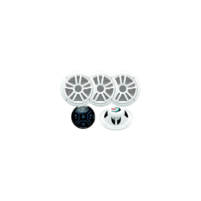 Boss Audio MG250W64 Bluetooth Gauge Receiver Package w/ 4ea 6.5" Marine Speakers