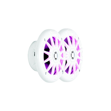 BOSS MRGB55W 5-1/4" 2 Way Weatherproof LED Marine Full Range Speakers, White, 1 pr.