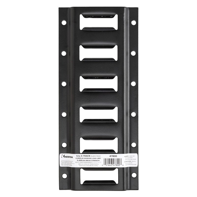 Keeper 47800 E-Track, Horizontal, Steel, Black