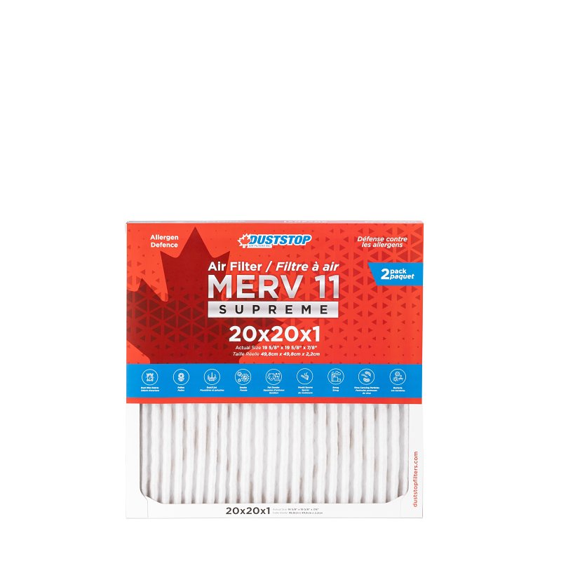 Duststop DP2020M11PR2 Air Filter, 20 in L, 20 in W, 11 MERV, Pack of 6