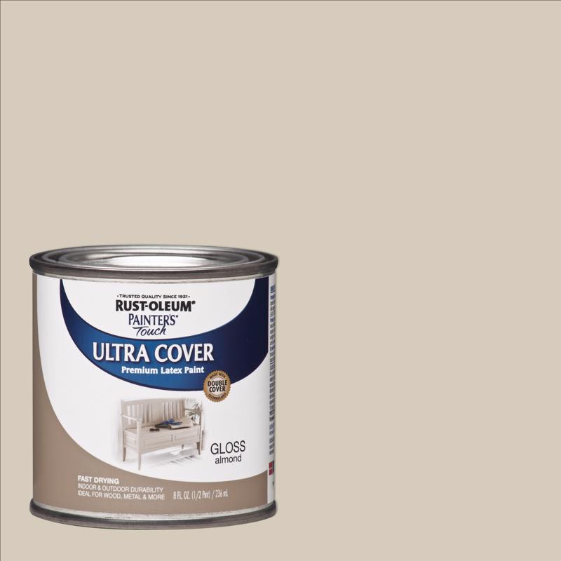 Rust-Oleum Painters Touch Ultra Cover Gloss Almond Water-Based Paint Exterior and Interior 8 oz, Pack of 6
