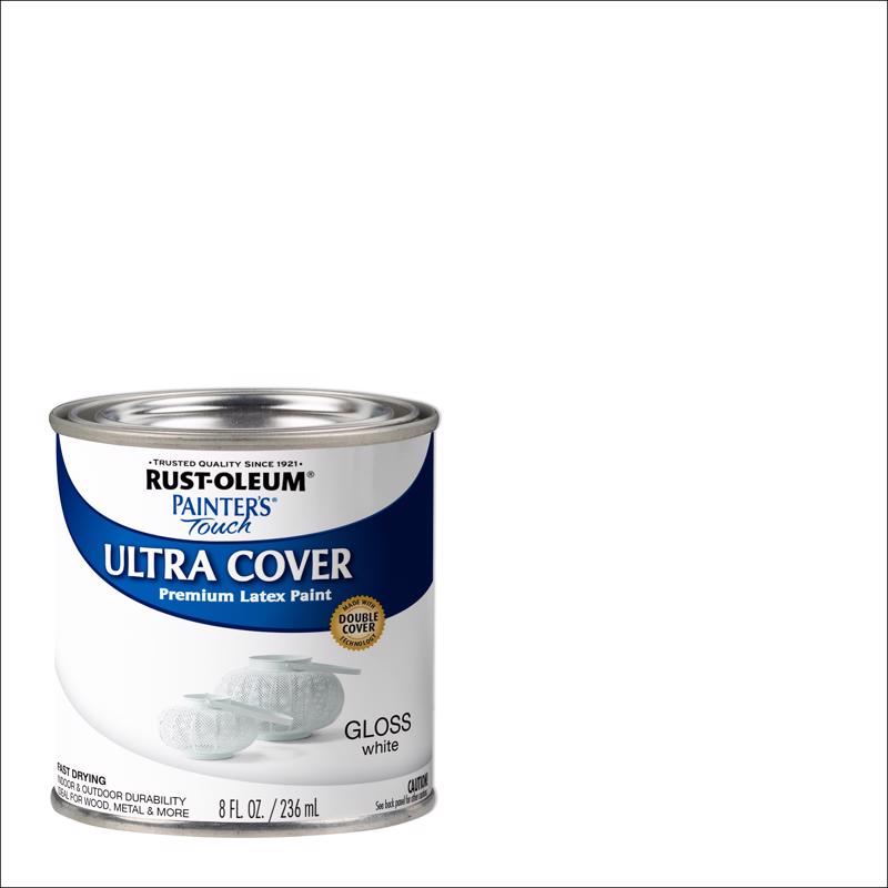 Rust-Oleum Painters Touch Gloss White Water-Based Ultra Cover Paint Exterior and Interior 0.5 pt, Pack of 6
