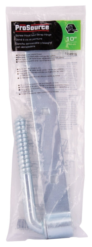 ProSource LR-089PS Hook/Strap Hinge, 9-3/4 in W Frame Leaf, 1-1/4 in H Frame Leaf, 4 mm Thick Leaf, Steel, Zinc