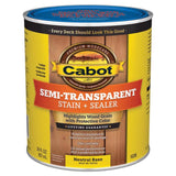 Cabot Semi-Transparent Low VOC Semi-Transparent Tintable Neutral Base Stain and Sealer 1 qt, Pack of 4