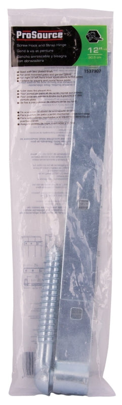 ProSource LR-090PS Hook/Strap Hinge, 11-3/4 in W Frame Leaf, 1-1/4 in H Frame Leaf, 4 mm Thick Leaf, Steel, Zinc