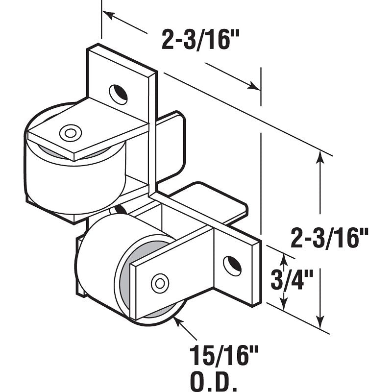 Prime-Line R 7218 Guide Twin Roller Assembly, 15/16 in Dia, Nylon/Polyethylene, White
