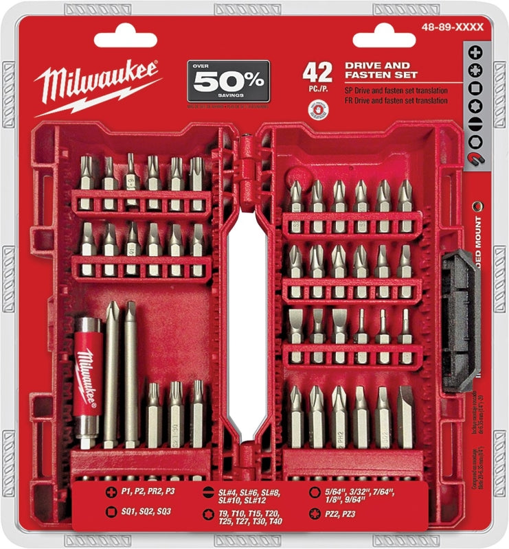 Milwaukee 48-32-1551 Drive Bit Set, 42-Piece, Heavy-Duty, Steel