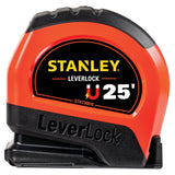 STANLEY STHT33281L Tape Measure, 25 ft L Blade, 1 in W Blade, Steel Blade, ABS Case, Black/Red Case