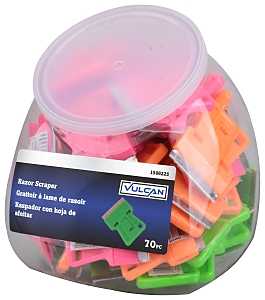 Vulcan M82730L Scraper, 1-1/2 in W Blade, Razor Blade, Steel Blade, Plastic Handle, 2 in OAL, Pack of 70