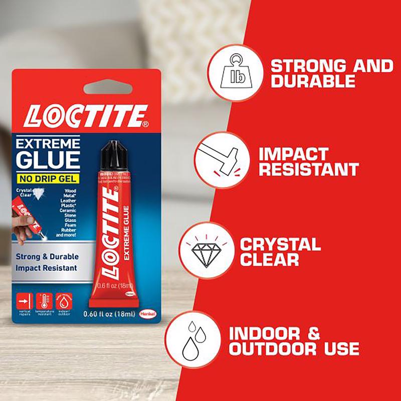 Loctite Extreme High Strength Clear Glue 0.6 oz, Pack of 6